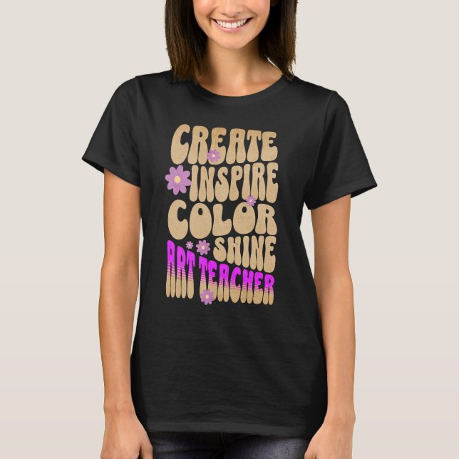 Individuelle Retro Best Art Lehrer je Inspiration T-Shirt (Vorderseite)