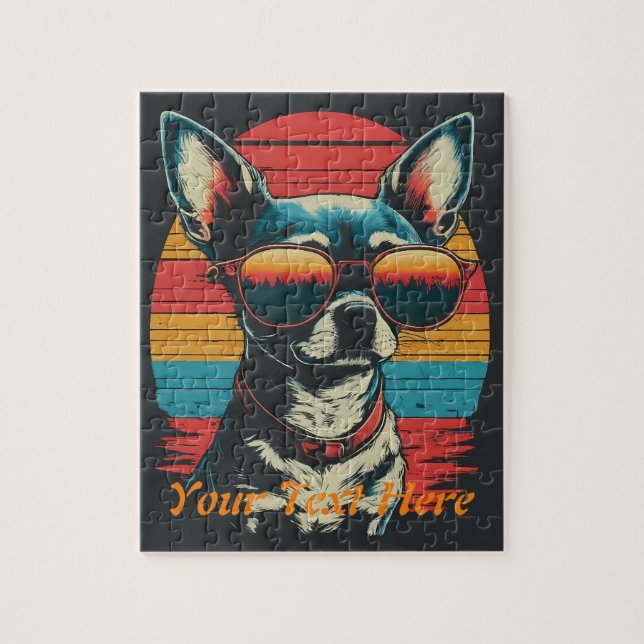 Individuelle Retro Chihuahua Puppy Sunglass Puzzle (Vertikal)
