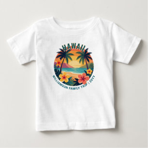 Individuelle Retro-Hawaii-Tropen-Urlaubs-Familienr Baby T-shirt