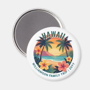 Individuelle Retro-Hawaii-Tropenferien-Familienrei Magnet
