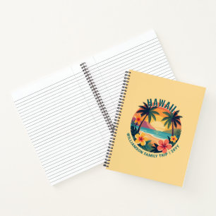 Individuelle Retro-Hawaii-Tropenferien Familienrei Notizbuch