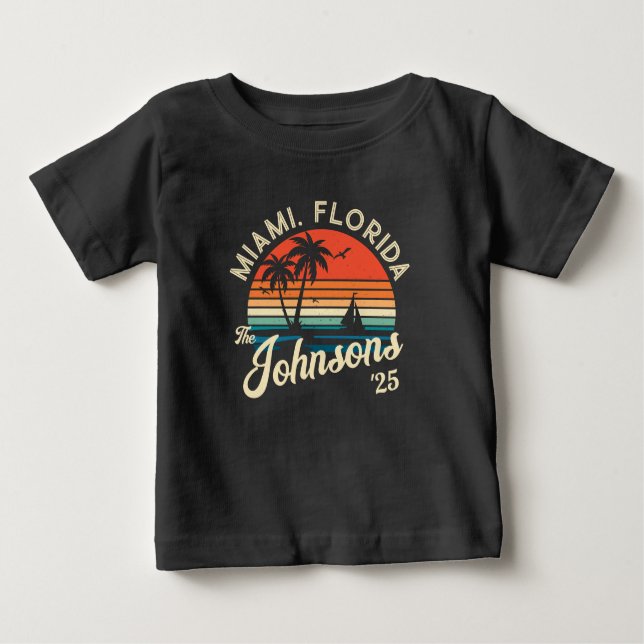 Individuelle Retro Sonnenuntergang Familie Beach U Baby T-shirt (Vorderseite)