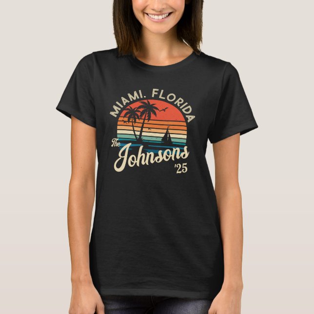 Individuelle Retro Sonnenuntergang Familie Beach U T-Shirt (Vorderseite)