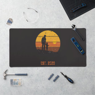 Individuelle Retro-Vaters-Tags-Sonnenuntergangs-Si Schreibtischunterlage