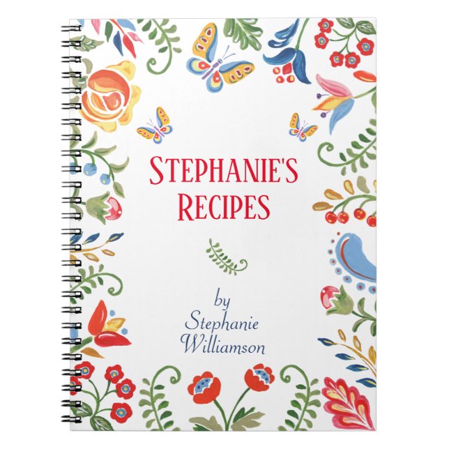 Individuelle Rezeption Notebook Folk Art Blume per Notizblock (Vorderseite)