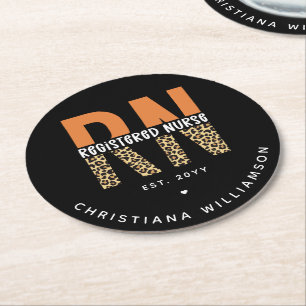 Individuelle RN-Registrierung für Leopardenleopard Runder Pappuntersetzer