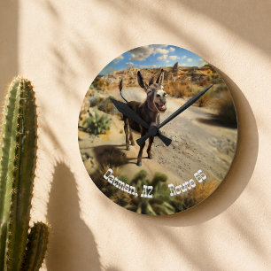 Individuelle Route 66 Oatman Arizona Esel-Abenteue Runde Wanduhr