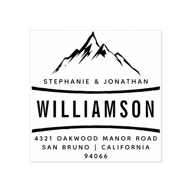 Individuelle rustikale Rücksendeadresse für Bergab Gummistempel (Prägung)