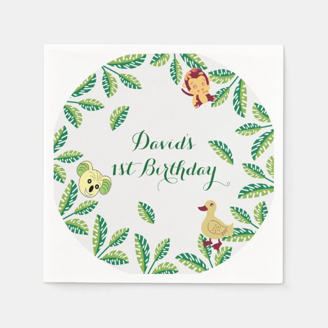 Individuelle Safari Geburtstagsparty Serviette (Vorderseite)