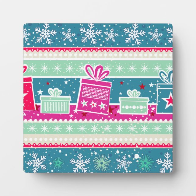 Individuelle Schneeflocken und Geschenke Fotoplatte (Vorderseite)