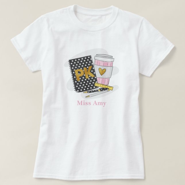 Individuelle Schwarz-Pre-K-Lehrer-Bewertung T-Shirt (Design vorne)