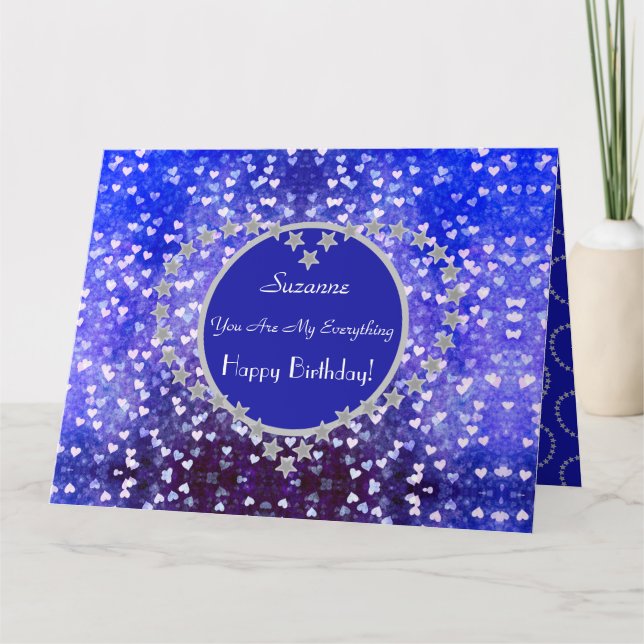 Individuelle Sondergeburtstag Bokeh-Herzen Karte (Vorderseite)