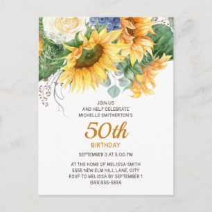 Individuelle Sonnenblumen Eukalyptus 50. Geburtsta Postkarte