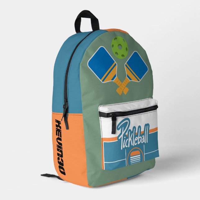 Individuelle Sportgestaltung Pickleball Farbenfroh Bedruckter Rucksack (Rückseitige Ecke links)