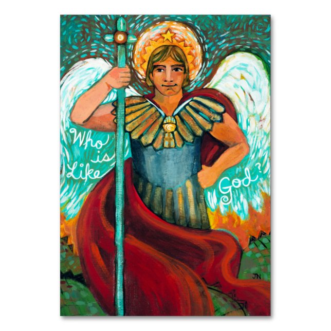 Individuelle St. Michael Archangel-Gebetskarte Tischnummer (Vorderseite)
