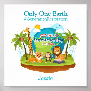 Individuelle Text-Jungle-Tiere am Weltumwelttag Poster