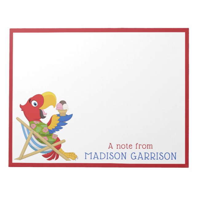 Individuelle Texttafeln für Beach Macaw Notizblock (Vorderseite)