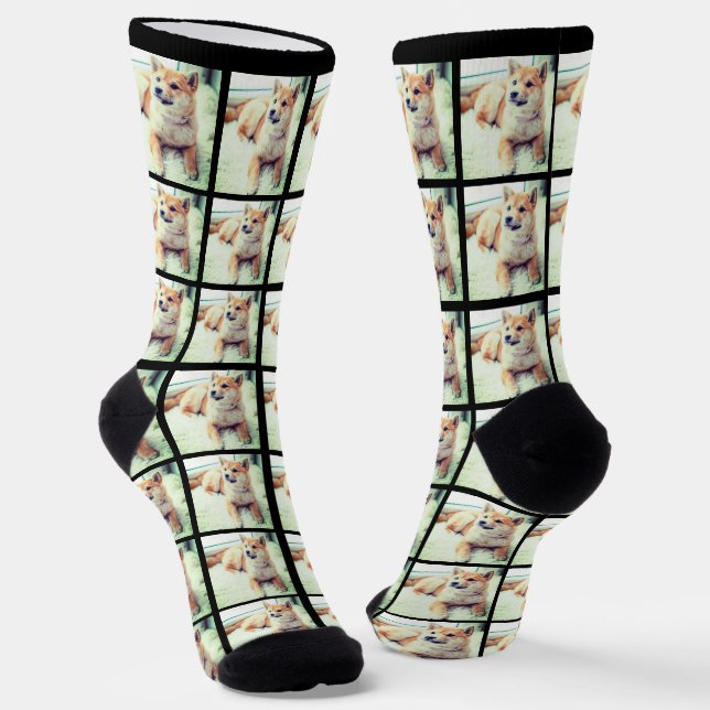 Individuelle trendy Foto Collage Socken (Gewinkelt)