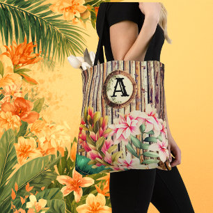 Individuelle tropische Bambus- und Blumenmonogramm