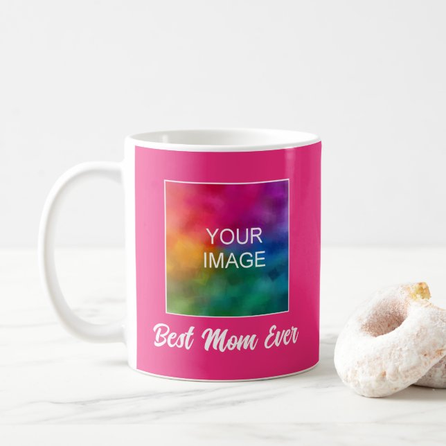 Individuelle Typografie Vorlage Fuchsia Beste Mama Kaffeetasse (Mit Donut)