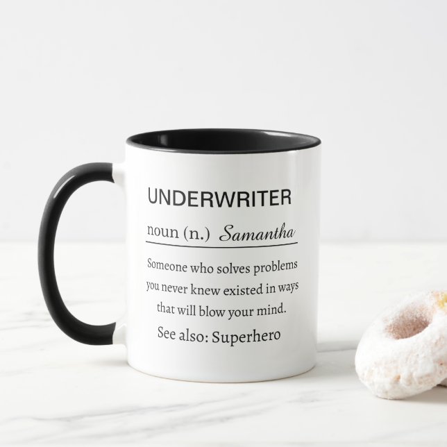 Individuelle Underwriter-Definition Tasse (Mit Donut)