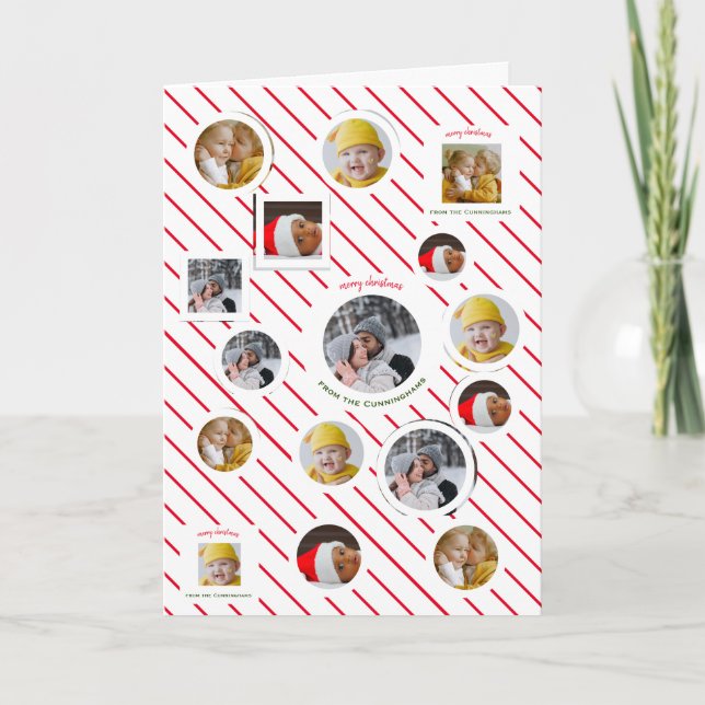 Individuelle Weihnachtsfeier mit vier Fotos 🎄 Wei Einladung (Vorderseite)