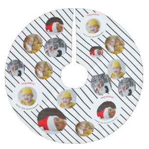 Individuelle Weihnachtsfeier mit vier Fotos 🎄 Wei Polyester Weihnachtsbaumdecke