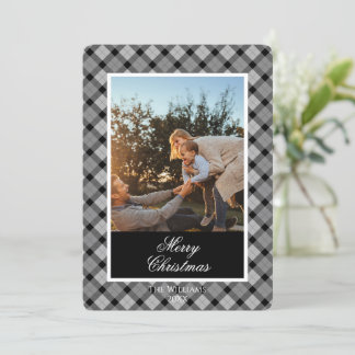 Individuelle Weihnachtsfotokarte im modernen Karo Feiertagskarte