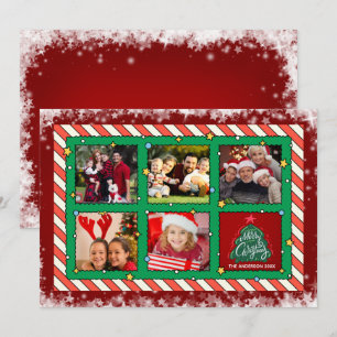 Individuelle Weihnachtskarte mit fünf Fotos Feiertagskarte