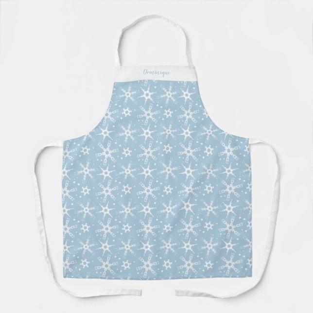 Individuelle Winter Snowflake All-over Print-Schür Schürze (Vorderseite)