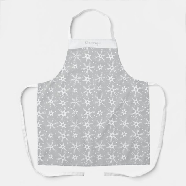 Individuelle Winter Snowflake All-over Print-Schür Schürze (Vorderseite)