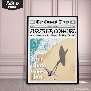 Individuelle Zeitungsdruck-Küsten-Cowgirl-Wandkuns Poster