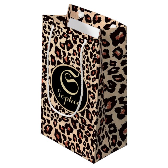 individuellen Namen Luxury Leopard  Kleine Geschenktüte (Vorderseite Schrägansicht)