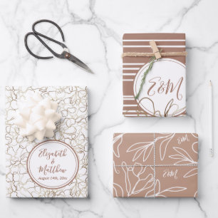 Individuellen Namens Mocha Mousse Brown Wedding Geschenkpapier Set
