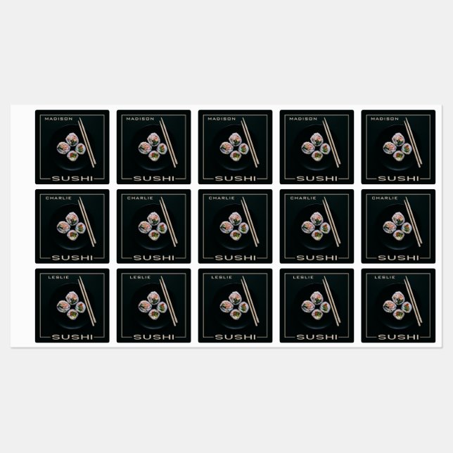 Individuellen Namens SUSHI Etiketten (Blatt)