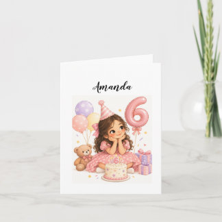 individueller 6. Geburtstag Mädchen Karte