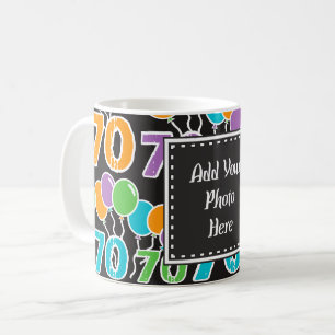 Individueller 70. Geburtstag-Foto-Bunter Becher Kaffeetasse