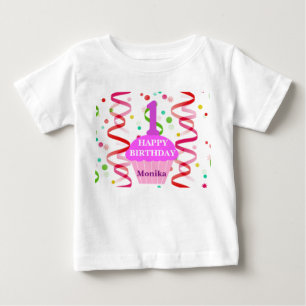 Individueller Alter und Name Happy Birthday Cupcak Baby T-shirt