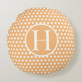Individueller Anfangsbuchstabe Polka Dot Light Ora Rundes Kissen