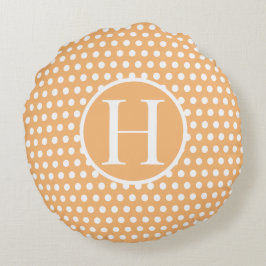 Individueller Anfangsbuchstabe Polka Dot Light Ora Rundes Kissen