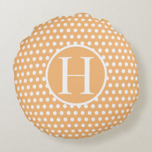 Individueller Anfangsbuchstabe Polka Dot Light Ora Rundes Kissen