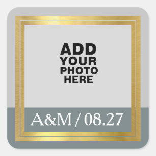 individueller Aufkleber . Foto mit Namen des Paare