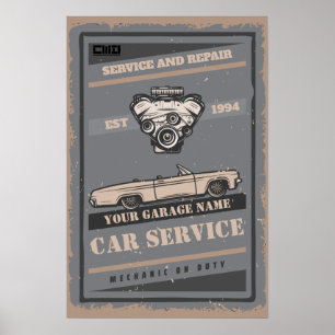 Individueller Autoservice-Garagen-Retro-Plakat Poster