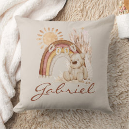 Individueller Babyname Boho Bear Rainbow Sunshine Kissen