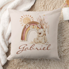 Individueller Babyname Boho Bear Rainbow Sunshine Kissen