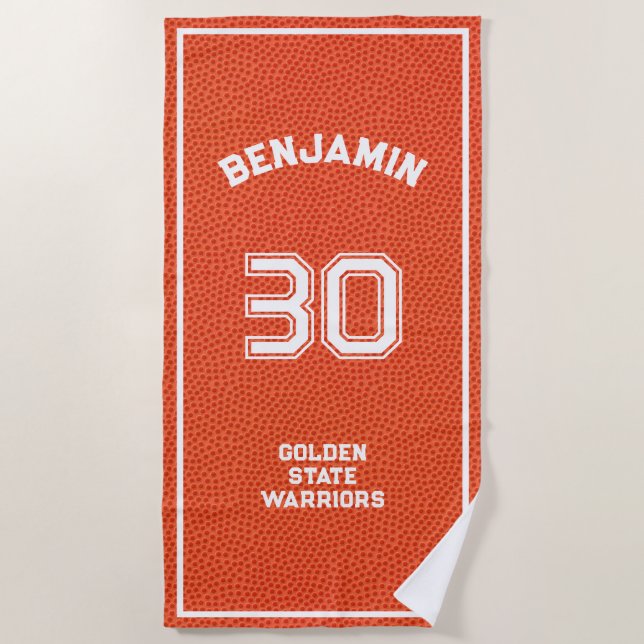 Individueller Basketball Texturiert Orange Strandtuch (Vorderseite)