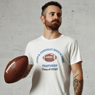 Individueller blauer Footballspieler der High Scho T-Shirt