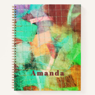 Individueller Boho-Patchwork-Look Abstract Grün Br Notizbuch