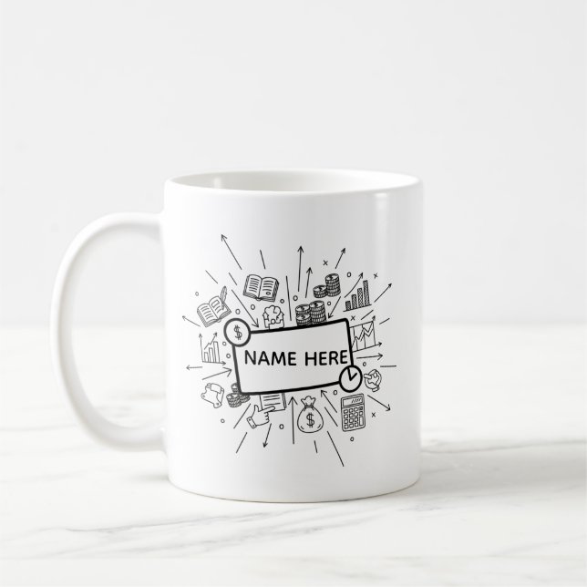 Individueller Buchhaltername Minimalistische Finan Kaffeetasse (Links)