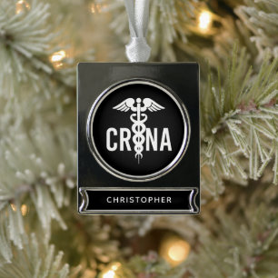 Individueller CRNA zertifizierter Krankenpfleger Banner-Ornament Silber